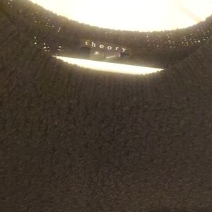 Theory Black Fringed Crew Neck Knit Sweater, M, EPC!